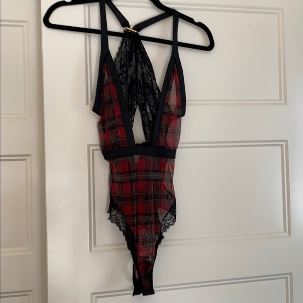 YANDY PLAID APPEASE ME BODYSUIT